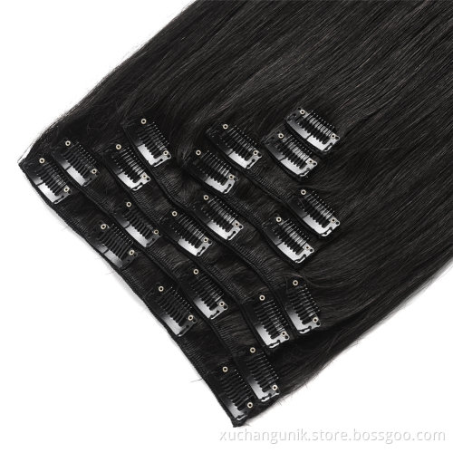 Uniky High quality full color remy human hair product Wholesale Clip In 100% Human Hair Extensions Clip in virgin hair vendors